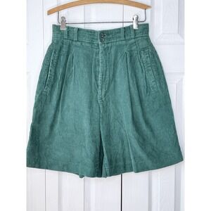 Vtg Casual Corner High‎ Waisted Pleated Corduroy Bermuda Shorts Women's Size 10